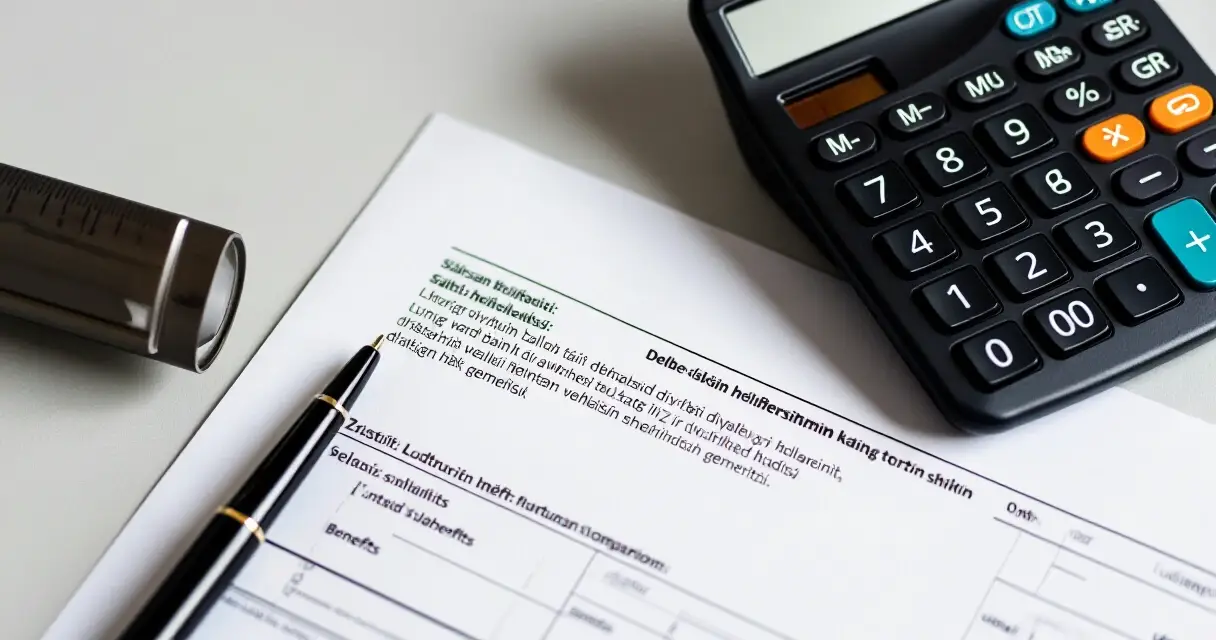 Ty&ouml;suhde-etujen vertailulaskelma paperia ja laskinta p&ouml;yd&auml;ll&auml;